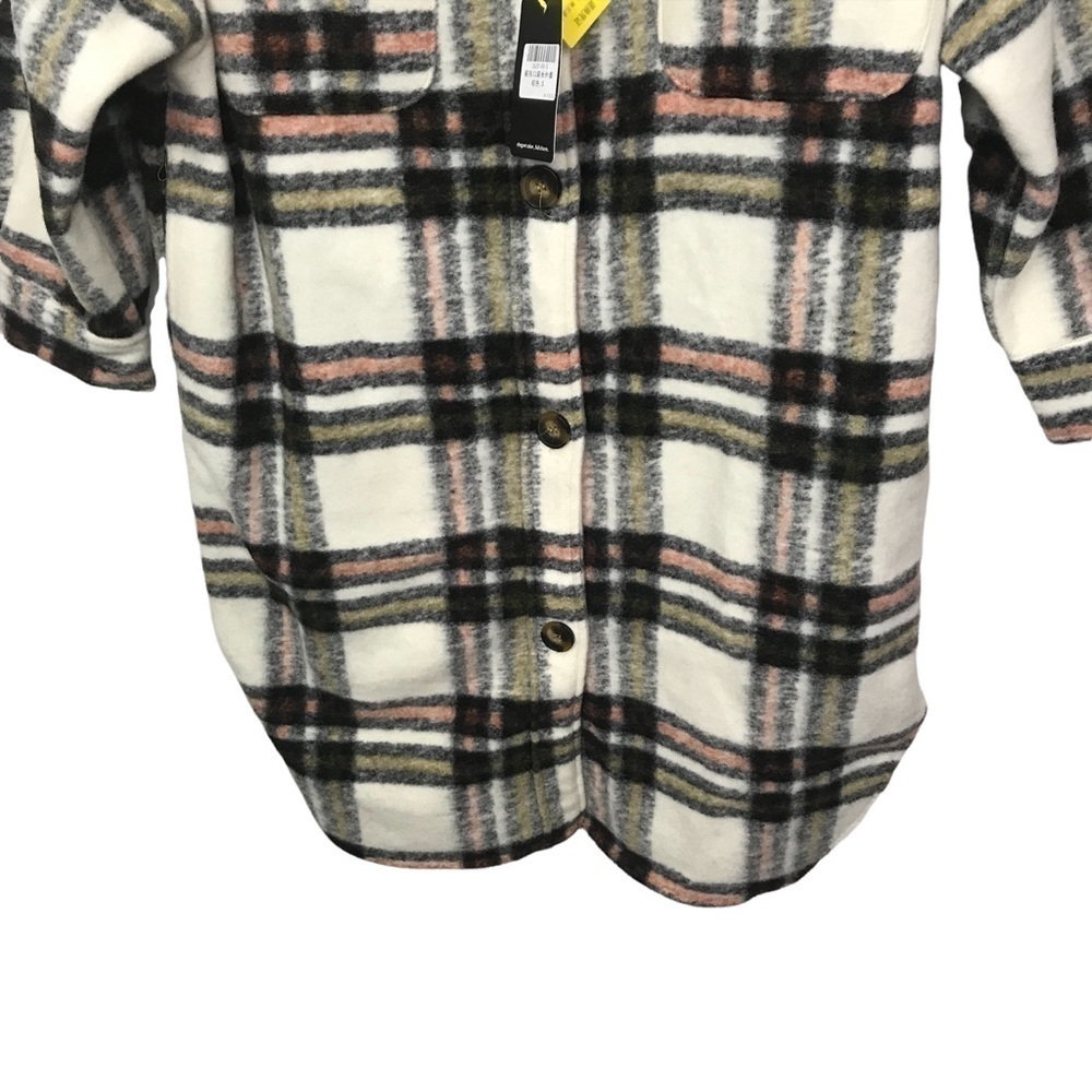 Button Front Patch Pocket Plaid Shacket Overcoat NWT Small - Picture 4 of 16